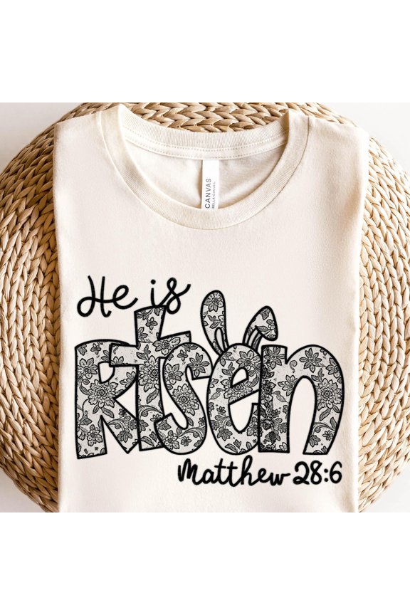 Floral Cross He is Risen Jesus Shirt Easter Jesus TShirt Rabbit Tee Happy Easter Day Gift