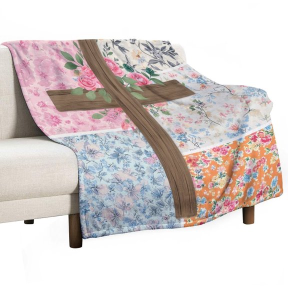 Floral Cross Pattern Blanket for Bed Throw Blanket for Women, Men Super Soft Plush Blanket Throw, Print Blanket