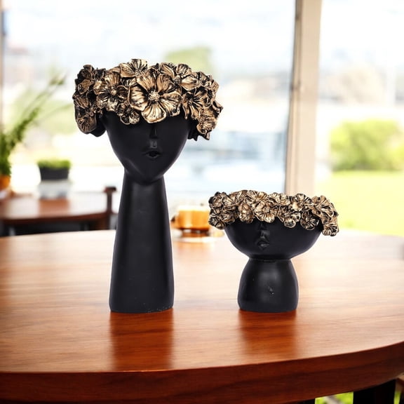 Floral Crown Heads Figurine for Home Dcor
