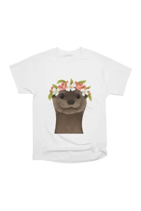 Floral Crown Otter T-Shirt Tee Gift For Him Merch For Her Apparel For Friend
