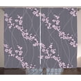 thumbnail image 1 of Ambesonne Floral Curtains 2 Panel Set, Japanese Sakura, 108" x 63", Taupe Pale Pink, 1 of 3
