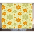 thumbnail image 1 of Ambesonne Floral Curtains 2 Panel Set, Retro Graphic Flowers, 108" x 108", Pale Green Orange, 1 of 3