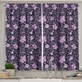 thumbnail image 1 of Floral Curtains 2 Panels Set, Butterfly Silhouettes with Plant Flower Patterned Design Swirls Curves, Window Drapes for Living Room Bedroom, 55W X 39L Inches, Lilac Dark Purple White, by Ambesonne, 1 of 3