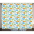 thumbnail image 1 of Ambesonne Floral Curtains 2 Panel Set, Doodle Leaves and Hearts, 108" x 90", Lime Green Sky Blue, 1 of 3