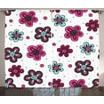 thumbnail image 1 of Ambesonne Floral Curtains 2 Panel Set, Florets Buds Print Hippie, 108" x 84", Pale Blue Magenta and Grey, 1 of 3