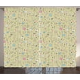 thumbnail image 1 of Floral Curtains 2 Panels Set, Cute Nursery Doodle Insects Floral Stems and Heart Shape Pattern in Continuous Order, Window Drapes for Living Room Bedroom, 108W X 63L Inches, Multicolor, by Ambesonne, 1 of 3