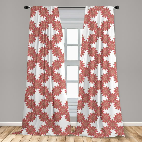 Floral Curtains 2 Panels Set, Diagonal Borders with Flourishing Spring Nature Elements Fresh Garden Feminine Art, Window Drapes for Living Room Bedroom, 56"W X 84"L, Multicolor, by Ambesonne