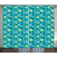 thumbnail image 1 of Ambesonne Teal Curtains 2 Panel Set, Exotic Blooming Flowers, 108" x 84", Teal and Multicolor, 1 of 3