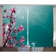 thumbnail image 1 of Ambesonne Floral Curtains 2 Panel Set, Sunny Sky Exotic Summer, 108" x 90", Teal Hot Pink, 1 of 3