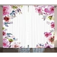 thumbnail image 1 of Ambesonne Bridal Curtains 2 Panel Set, Romantic Blossom Flowers, 108" x 63", Fuchsia Green Blue, 1 of 3