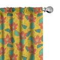 thumbnail image 1 of Floral Curtains 2 Panels Set, Flowering Meadow Retro Cottage Cabin Yard Pattern Countryside Theme, Window Drapes for Living Room Bedroom, 56"W X 63"L, Dark Coral Yellow, by Ambesonne, 1 of 5
