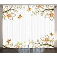 thumbnail image 1 of Ambesonne Floral Curtains 2 Panel Set, Leaves Branches Buds, 108" x 84", Pale Green Pale Brown, 1 of 3