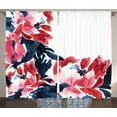 thumbnail image 1 of Ambesonne Floral Curtains 2 Panel Set, Peonies Spring Inspired, 108" x 108", Dark Blue Red, 1 of 3