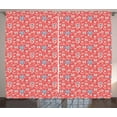 thumbnail image 1 of Floral Curtains 2 Panels Set, Graphic Garden Figures as Tulips and Daisies with Vibrant Colors, Window Drapes for Living Room Bedroom, 108W X 108L Inches, Cobalt Blue White and Coral, by Ambesonne, 1 of 3