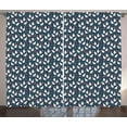 thumbnail image 1 of Floral Curtains 2 Panels Set, Hand Drawn Blossoming Spring Flowers Pastel Dots on Dark Background, Window Drapes for Living Room Bedroom, 108W X 63L Inches, Dark Blue Pink and White, by Ambesonne, 1 of 3