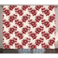 thumbnail image 1 of Ambesonne Floral Curtains 2 Panel Set, Birth of the Nature Design, 108" x 84", Ruby Pale Pink Cream, 1 of 3