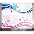 thumbnail image 1 of Ambesonne Modern Curtains 2 Panel Set, Ivy Flower Leaves Nature, 108" x 63", Dark Blue Lilac, 1 of 3