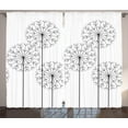 thumbnail image 1 of Ambesonne Floral Curtains 2 Panel Set, Digital Flower Dandelion, 108" x 84", Black and White, 1 of 3