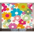 thumbnail image 1 of Ambesonne Floral Curtains 2 Panel Set, Sixties Inspiration, 108" x 63", Multicolor, 1 of 3