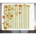 thumbnail image 1 of Ambesonne Floral Curtains 2 Panel Set, Retro Swirled Flowers, 108" x 63", Green Orange White, 1 of 3