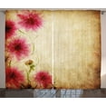 thumbnail image 1 of Ambesonne Floral Curtains 2 Panel Set, Retro Flowers Grungy Old, 108" x 96", Sand Brown Pink, 1 of 3