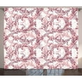 thumbnail image 1 of Ambesonne Floral Curtains 2 Panel Set, Sketchy Leaves Petals, 108" x 108", Maroon Coral and White, 1 of 3