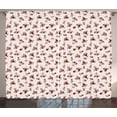 thumbnail image 1 of Ambesonne Floral Curtains 2 Panel Set, Rose Bouquet on Polka Dots, 108" x 90", Pink Burgundy and Green, 1 of 2