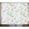 thumbnail image 1 of Ambesonne Floral Curtains 2 Panel Set, Vintage Seamless Pattern, 108" x 90", White and Reseda Green, 1 of 3