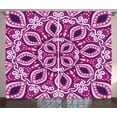 thumbnail image 1 of Ambesonne Floral Curtains 2 Panel Set, Lace Trippy Flowers Leaf, 108" x 90", Magenta Pink Plum, 1 of 3