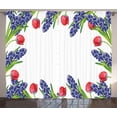 thumbnail image 1 of Ambesonne Floral Curtains 2 Panel Set, Blossom Spring Flowers, 108" x 84", Red Purple Green, 1 of 3