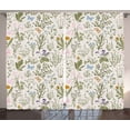 thumbnail image 1 of Ambesonne Floral Curtains 2 Panel Set, Vintage Garden Plants, 108" x 96", Reseda Green Beige, 1 of 3