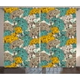 thumbnail image 1 of Ambesonne Floral Curtains 2 Panel Set, Drawing Style Vintage, 108" x 96", Earth Yellow Turquoise, 1 of 3