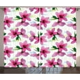 thumbnail image 1 of Ambesonne Floral Curtains 2 Panel Set, Petals Botany Essence, 108" x 108", Fuchsia Yellow, 1 of 3