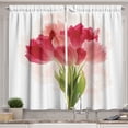 thumbnail image 1 of Floral Curtains 2 Panels Set, Watercolor Painting Bouquet of Tulip Flower Artistic Botanical Romantic Print, Window Drapes for Living Room Bedroom, 55W X 39L Inches, Pink Coral Green, by Ambesonne, 1 of 3