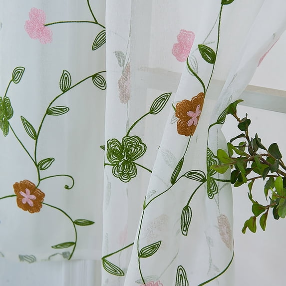 Floral Curtains Kitchen Coffee Curtains Bedroom Rod Curtains Lace Short Curtains Lace Curtains 54 X 24 Inch 1 Panels, Curtain