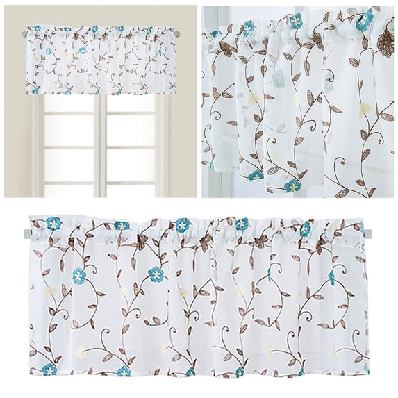 Floral Curtains Kitchen Coffee Curtains Bedroom Rod Curtains Lace Short Curtains Lace Curtains 54 X 24 Inch 1 Panels, Curtain