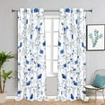 thumbnail image 1 of Floral Curtains Watercolor Flower Leaves Window Curtains,Blue and Gray Floral Drapes Grommet Window Drapes for Bedroom Living Room Kitchen Bathroom Nursery (52 x 84 Inch, 2 Panels), 1 of 6