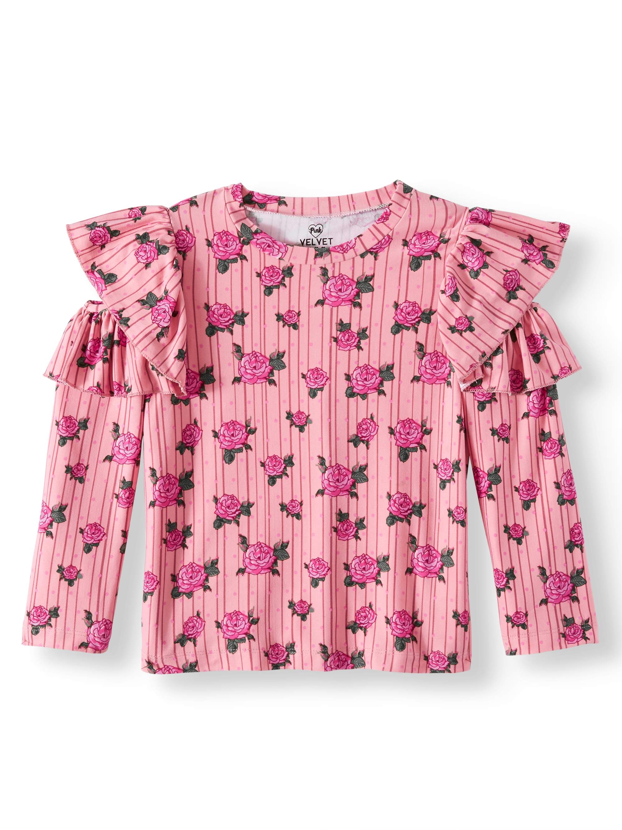 Floral Cut Out Ruffle Sleeve Yummy Top (Little Girls & Big Girls) - image 1 of 3