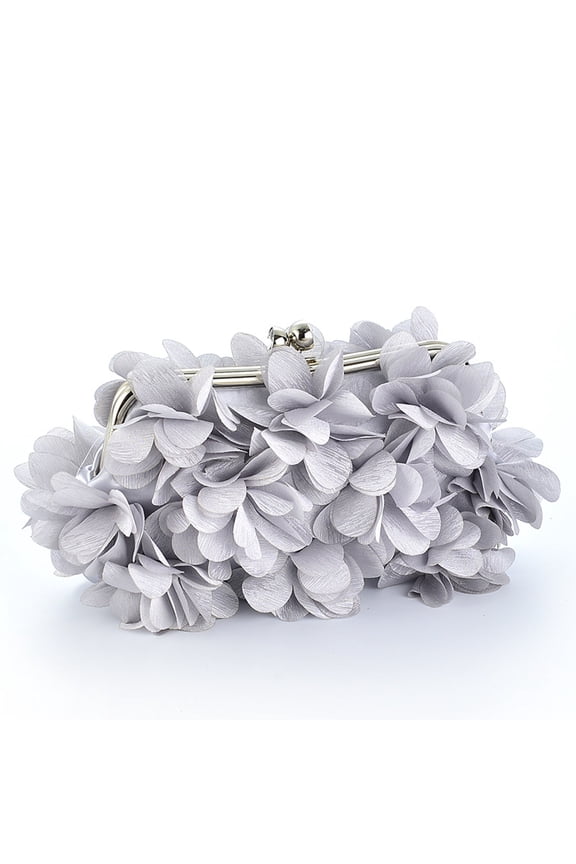 Floral Cutch Purses For Women Evening Bags And Clutches Floral Clutch Purses for Women Satin Party Prom Handbags - Silver gray