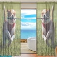 thumbnail image 1 of Floral Cute Chihuahua Running Semi Sheer Curtains Window Voile Drapes Panels Treatment-55x78in for Living Room Bedroom Kids Room, 2 Pieces, 1 of 4