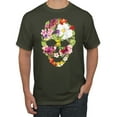 thumbnail image 1 of Floral Cute Insects Butterfly Nature Skull Fashion Graphic T-Shirt, Military Green, 5XL, 1 of 1
