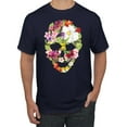 thumbnail image 1 of Floral Cute Insects Butterfly Nature Skull Fashion Graphic T-Shirt, Navy, Medium, 1 of 1