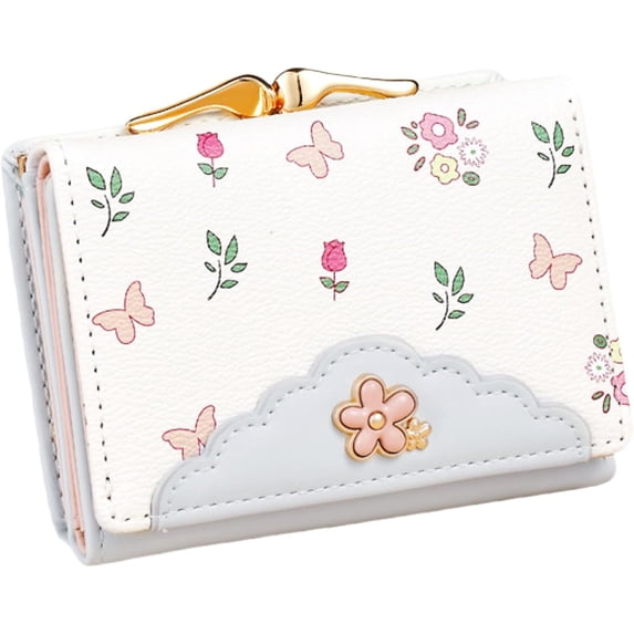 Floral Cute Womens Wallet Small RFID Blocking Compact Card Holder Trifold Ladies Coin Purse with ID Window