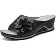 thumbnail image 1 of Floral Cutout Women's Leather Soft Insole Orthopedic Arch Support Sandals, Retro Bohemian Wedge Slippers, 1 of 8