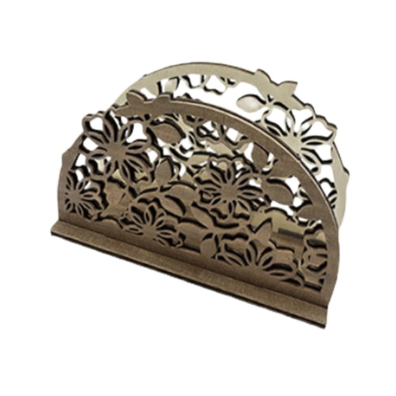Floral Cutout Wooden Napkin Holder, Decorative Tabletop Stand for Kitchen and Dining, Handcrafted Wooden Napkin Dispenser, Rustic Home Decor and Gift Idea