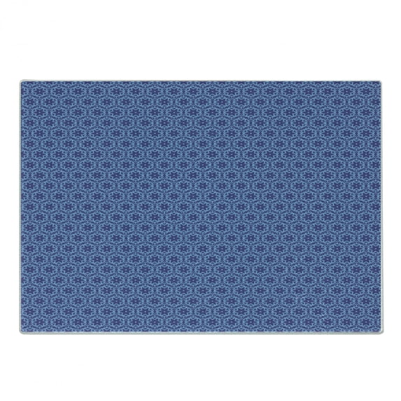 Floral Cutting Board, Abstract Continuous Pattern with Geometric Elements and Flowers, Decorative Tempered Glass Cutting and Serving Board, in 3 Sizes, by Ambesonne