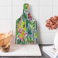 thumbnail image 1 of Floral Cutting Board, Bouquet with Lily Dahlia Palm Begonia Leaves Orchid Flowers on a Striped Background, Tempered Glass Cutting and Serving Board, Wine Bottle Shape, Multicolor, by Ambesonne, 1 of 1