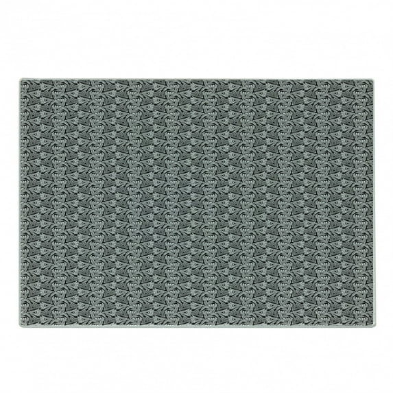 Floral Cutting Board, Digitally Generated Greyscale Tone Repetitive Exotic Flowers Pattern, Decorative Tempered Glass Cutting and Serving Board, in 3 Sizes, by Ambesonne