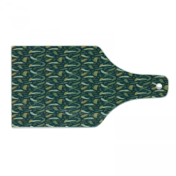 Floral Cutting Board, Pattern of Christmas Tree Ornamental Plants, Decorative Tempered Glass Cutting and Serving Board, in 3 Sizes, by Ambesonne