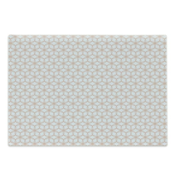 Floral Cutting Board, Traditional Design with Abstract Sakura Flower Motifs Oriental Tile, Decorative Tempered Glass Cutting and Serving Board, Large Size, Pale Blue and Coral, by Ambesonne